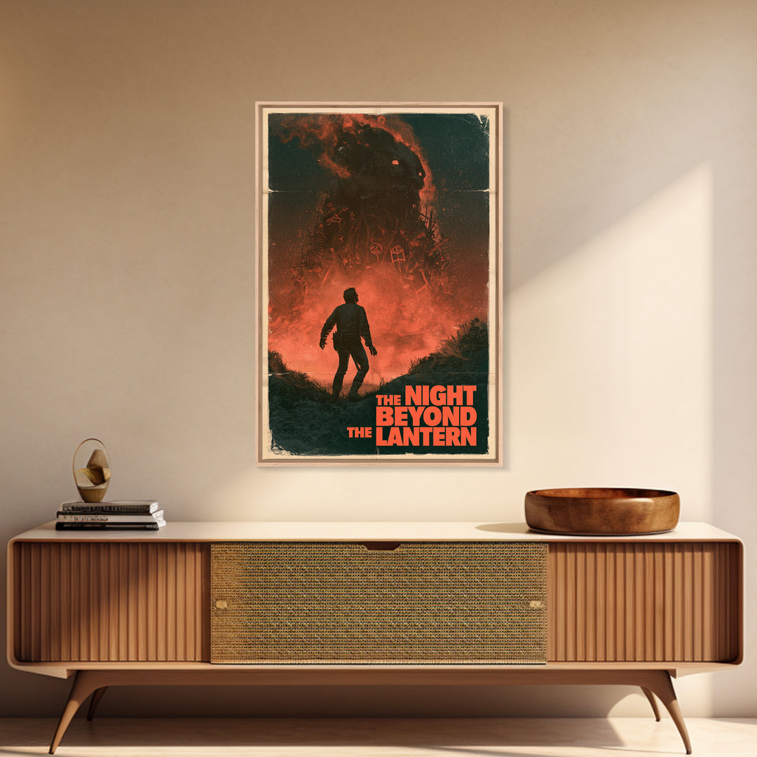 The Night Beyond The Lantern, English Language Horror Movie Poster, 1970s Horror Art, Gothic Cinema Wall Art, Framed Canvas Print