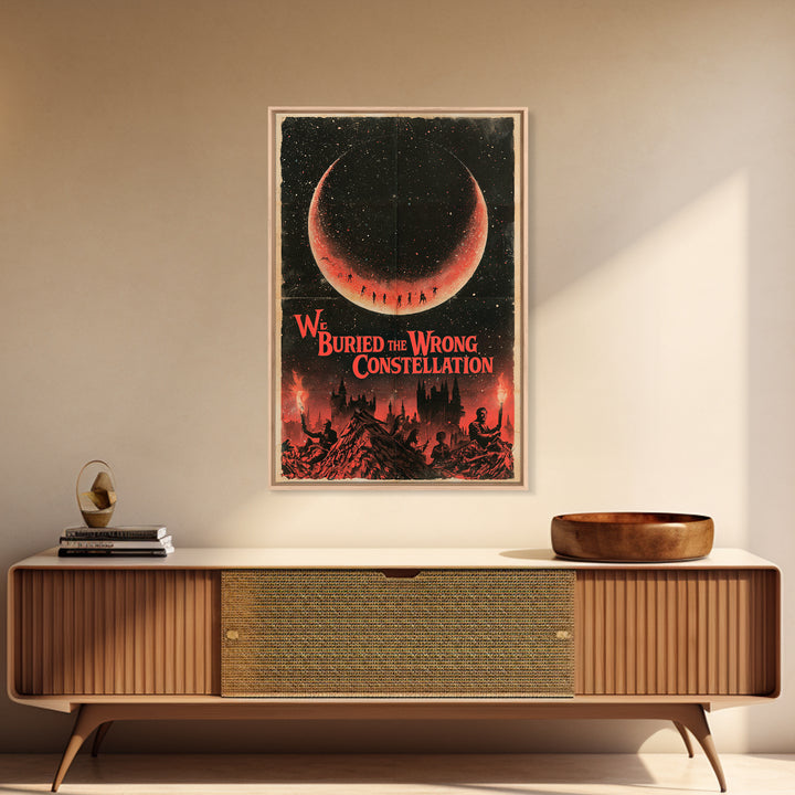 We Buried The Wrong Constellation, English Language Horror Movie Poster, 1960s Horror Art, Classic Monster Poster, Framed Canvas Print
