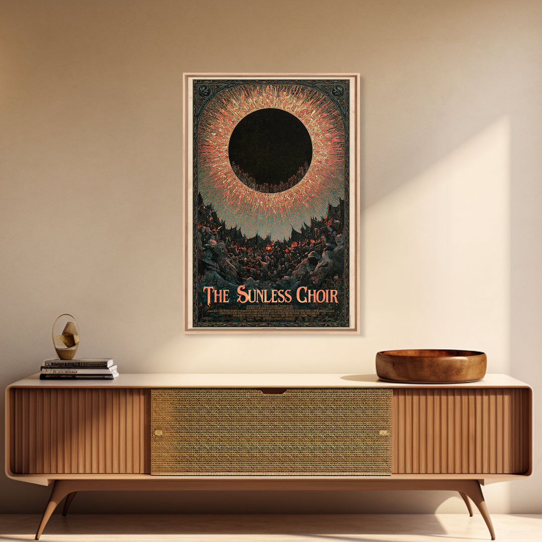 The Sunless Choir, English Language Horror Movie Poster, Stained Glass Gothic Art, Classic Monster Poster, Canvas Print, Horror Wall Decor