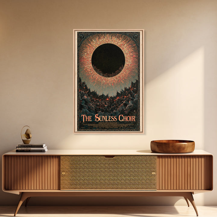 The Sunless Choir, English Language Horror Movie Poster, Stained Glass Gothic Art, Classic Monster Poster, Canvas Print, Horror Wall Decor