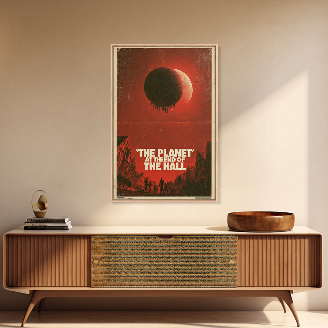 The Planet At The End Of The Hall, English Language Horror Movie Poster, 1970s Horror Art, Gothic Cinema Wall Art, Canvas Print