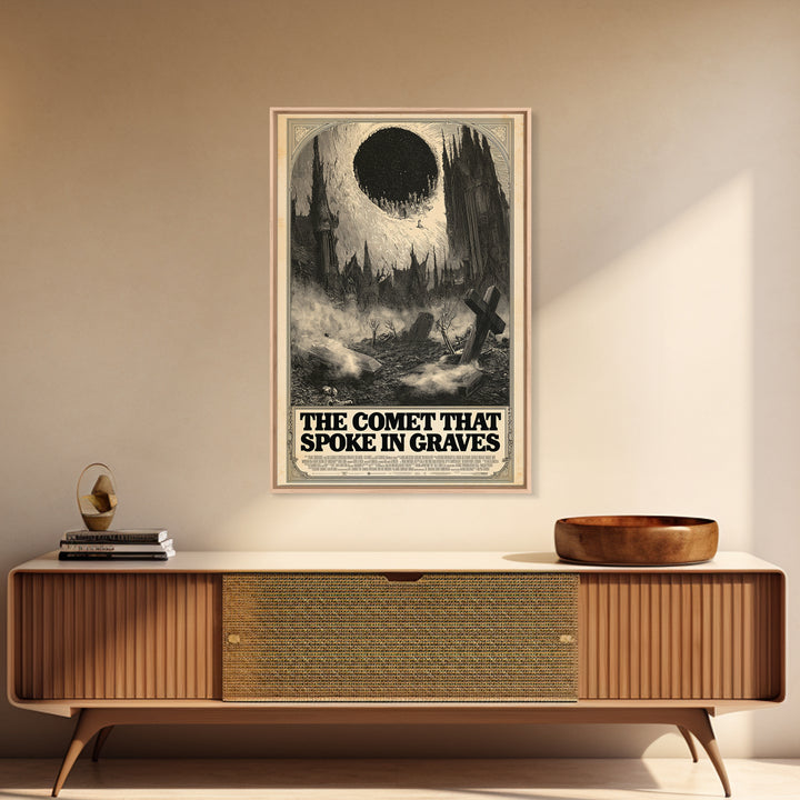 The Comet That Spoke In Graves, English Language Horror Movie Poster, Gothic Engraving Art, Retro Horror Movie Art, Canvas Print