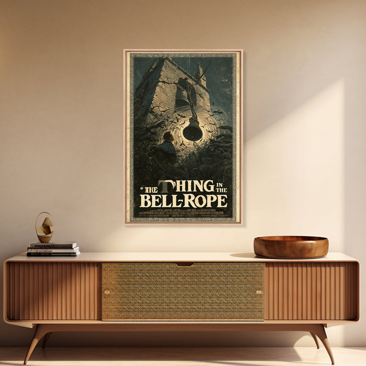 The Thing In The Bell-Rope, English Language Horror Movie Poster, Gothic Nightmare Art, Retro Horror Movie Art, Framed Canvas Print