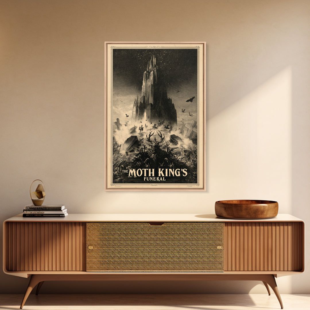 The Moth King'S Funeral, English Language Horror Movie Poster, Gothic Engraving Art, Retro Horror Movie Art, Canvas Print
