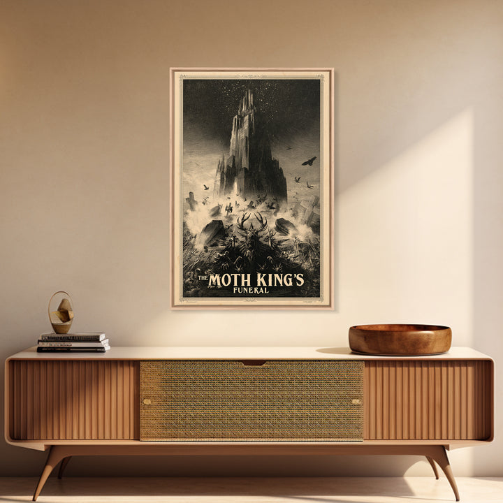 The Moth King'S Funeral, English Language Horror Movie Poster, Gothic Engraving Art, Retro Horror Movie Art, Canvas Print