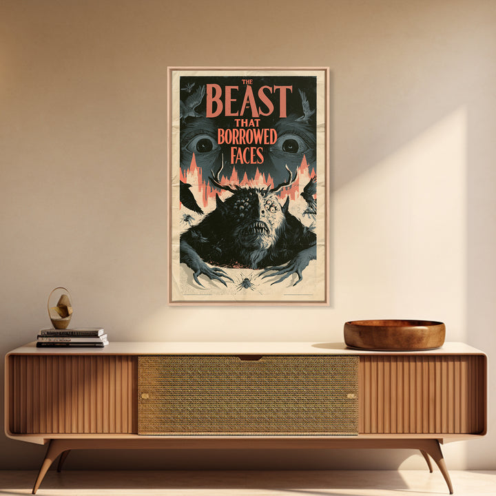 The Beast That Borrowed Faces, English Language Horror Movie Poster, 1930s Horror Art, Cult Horror Poster, Framed Canvas Print
