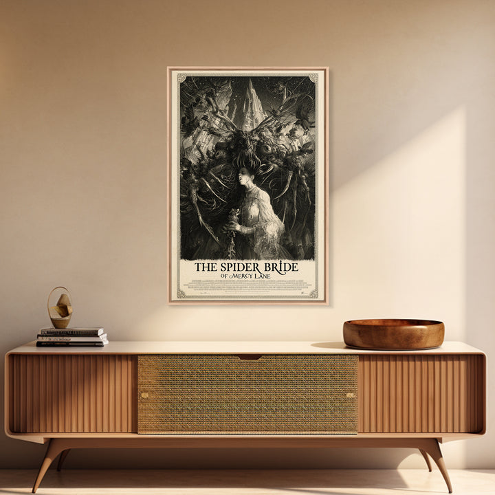 The Spider Bride Of Mercy Lane, English Language Horror Movie Poster, Gothic Engraving Art, Gothic Cinema Wall Art, Canvas Print