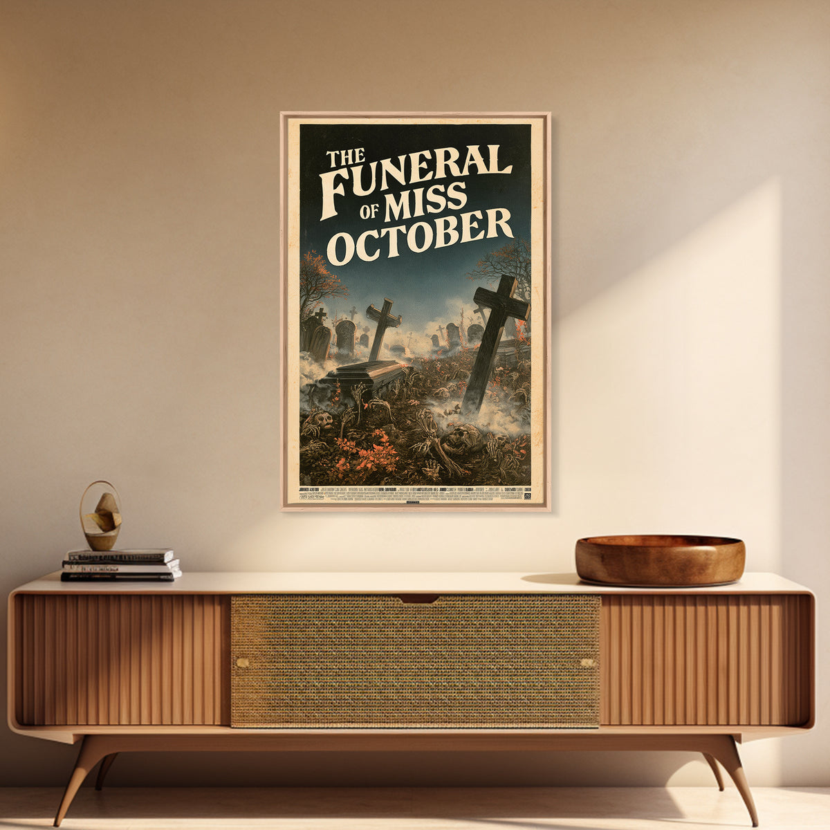 The Funeral Of Miss October, English Language Horror Movie Poster, Stained Glass Gothic Art, Cult Horror Poster, Canvas Print