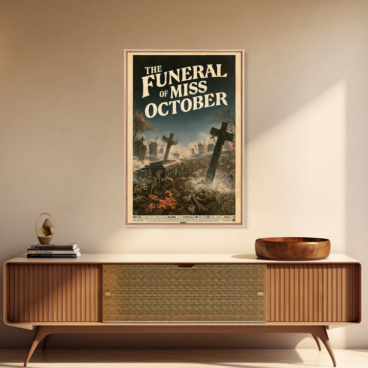 The Funeral Of Miss October, English Language Horror Movie Poster, Stained Glass Gothic Art, Cult Horror Poster, Canvas Print