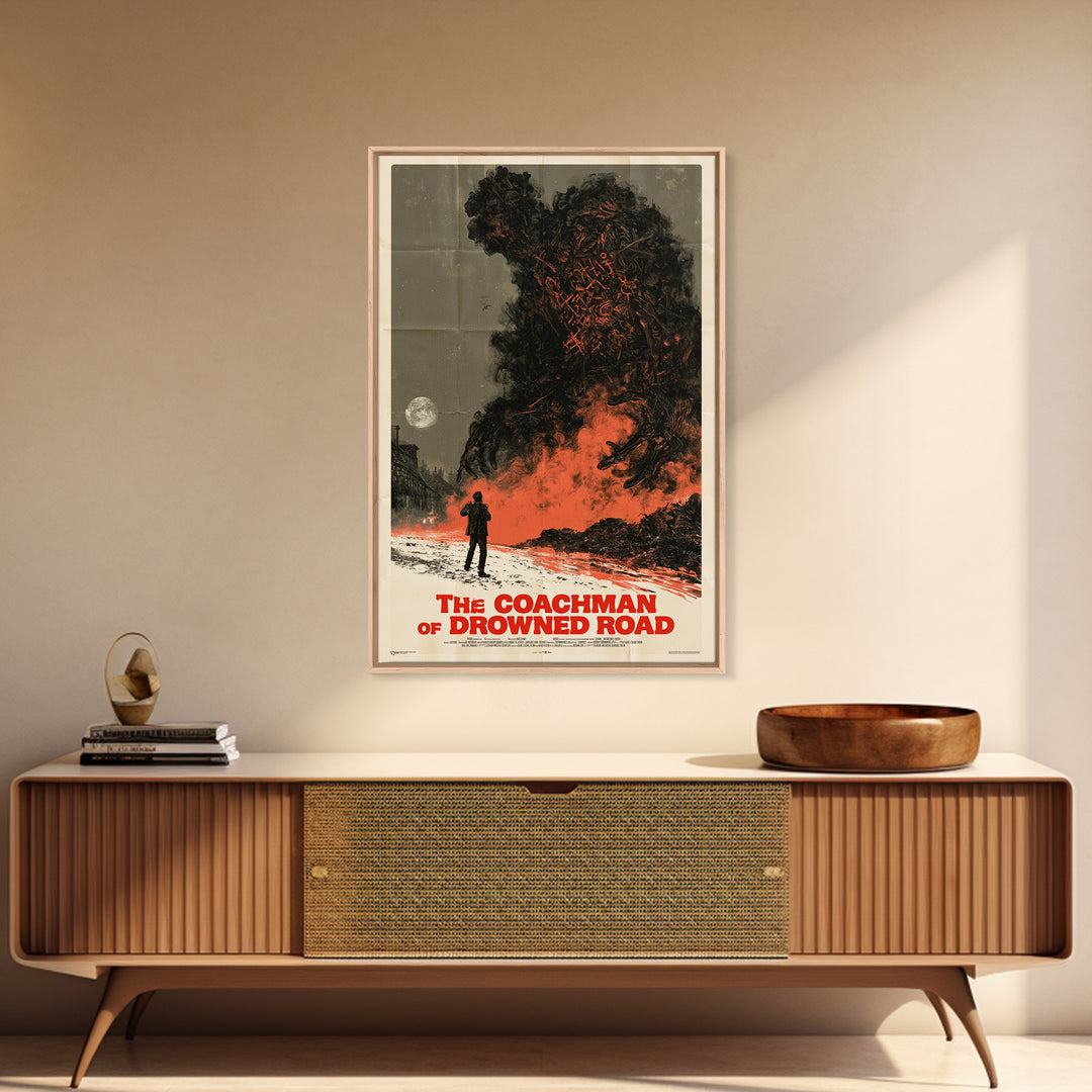 The Coachman Of Drowned Road, English Language Horror Movie Poster, Giallo Horror Art, Classic Monster Poster, Canvas Print