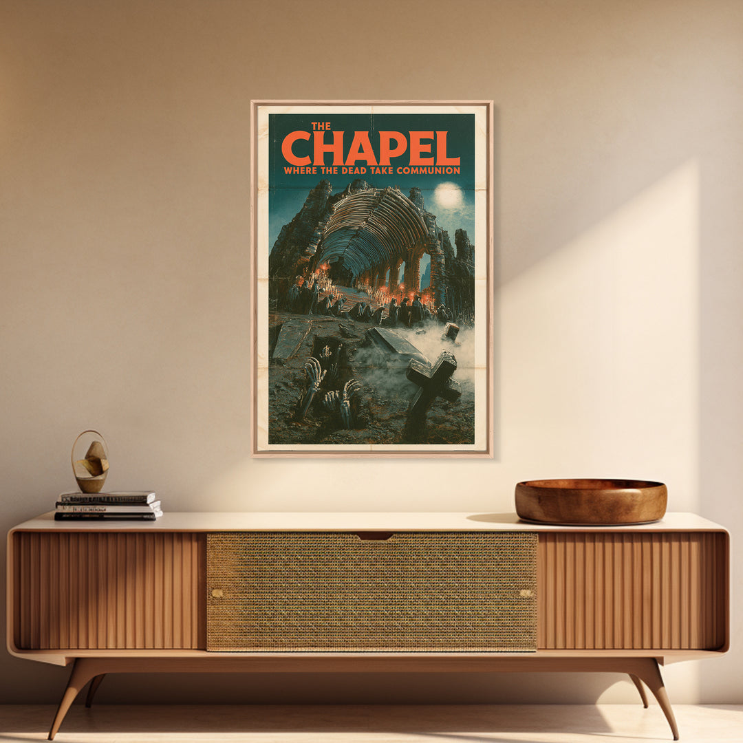 The Chapel Where The Dead Take Communion, English Language Horror Movie Poster, Giallo Horror Art, Classic Monster Poster, Canvas Print