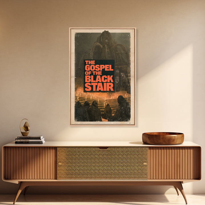 The Gospel Of The Black Stair, English Language Horror Movie Poster, 1970s Horror Art, Retro Horror Movie Art, Canvas Print