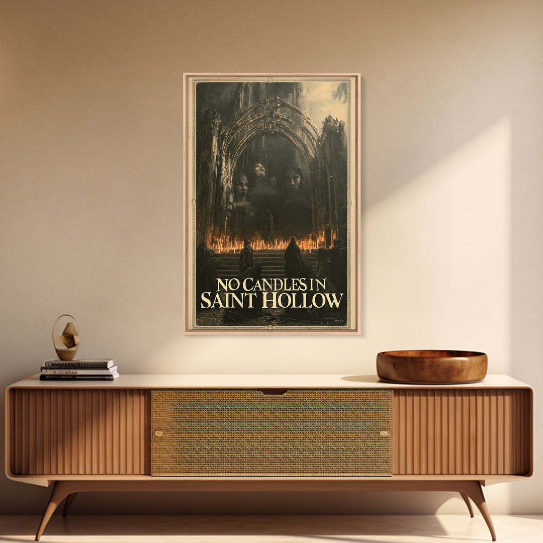 No Candles In Saint Hollow, English Language Horror Movie Poster, Dark Romantic Horror Art, Classic Monster Poster, Canvas Print