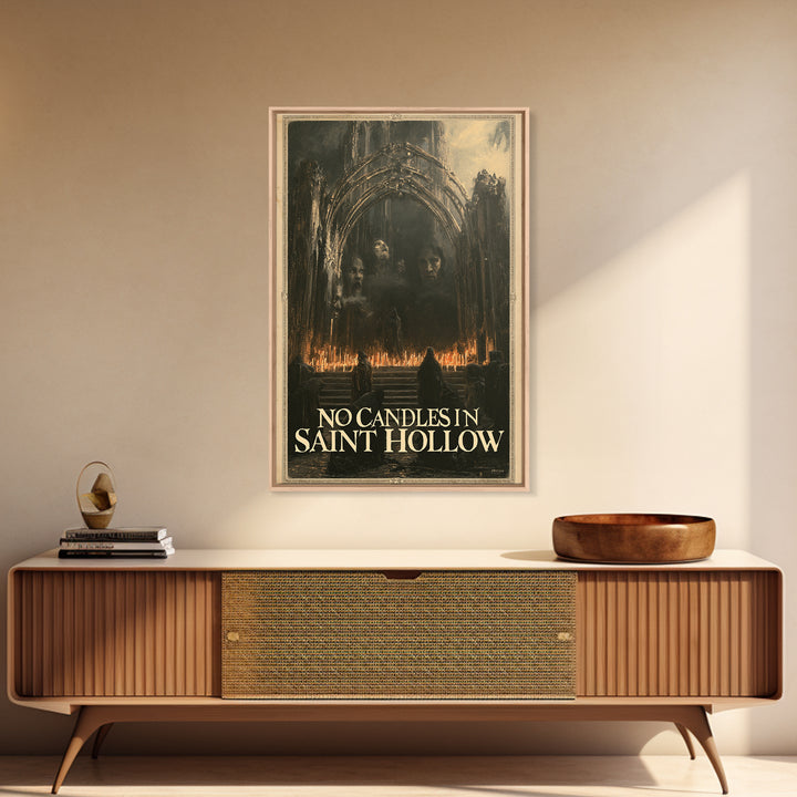 No Candles In Saint Hollow, English Language Horror Movie Poster, Dark Romantic Horror Art, Classic Monster Poster, Canvas Print