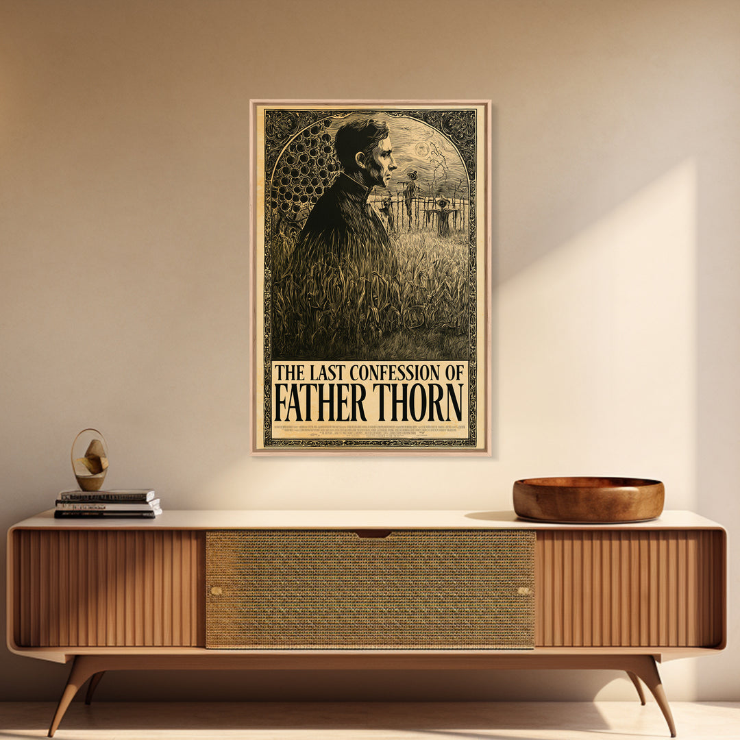 The Last Confession Of Father Thorn, English Language Horror Movie Poster, Decadent Line Art, Gothic Cinema Wall Art