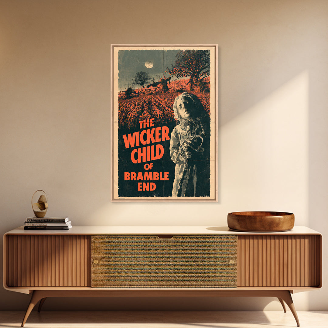 The Wicker Child Of Bramble End, English Language Horror Movie Poster, 1970s Horror Art, Gothic Cinema Wall Art, Framed Canvas Print