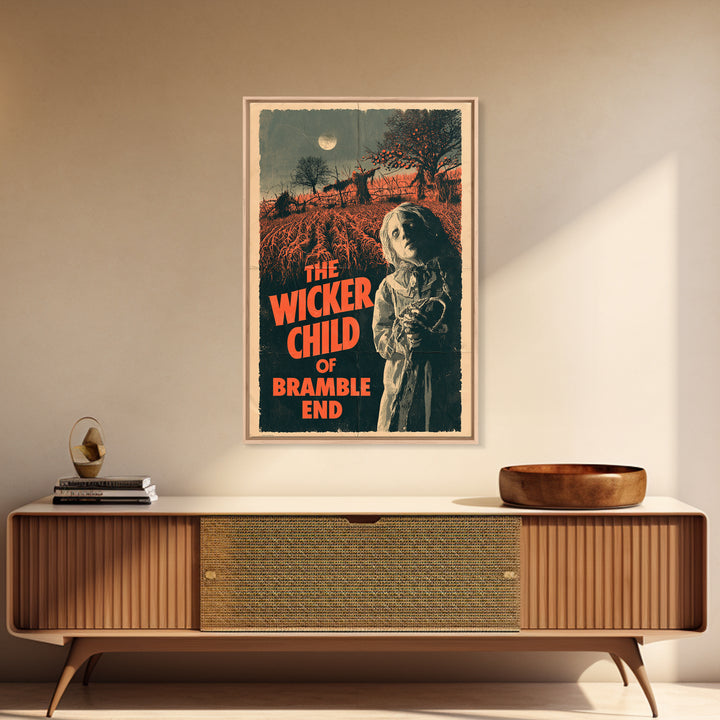 The Wicker Child Of Bramble End, English Language Horror Movie Poster, 1970s Horror Art, Gothic Cinema Wall Art, Framed Canvas Print