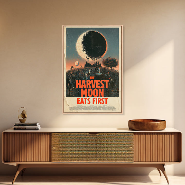 The Harvest Moon Eats First, English Language Horror Movie Poster, Giallo Horror Art, Gothic Cinema Wall Art, Canvas Print