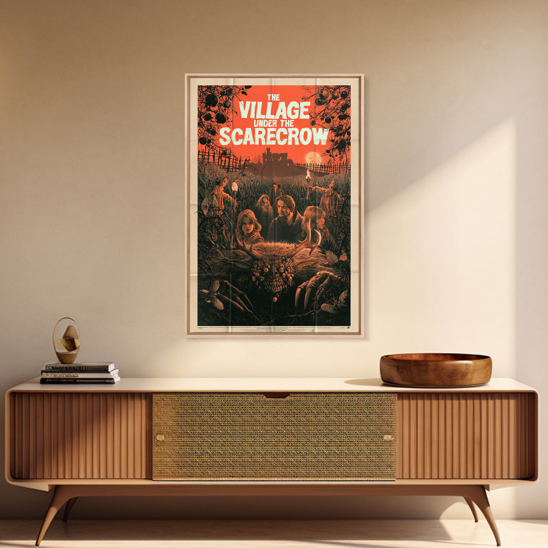 The Village Under The Scarecrow, English Language Horror Movie Poster, 1960s Horror Art, Retro Horror Movie Art, Canvas Print