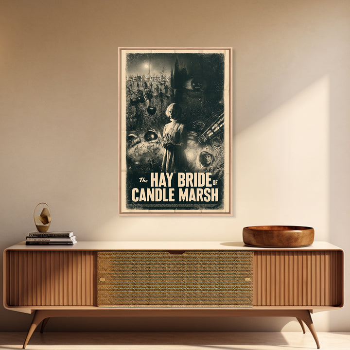 The Hay Bride Of Candle Marsh, English Language Horror Movie Poster, 1930s Horror Art, Cult Horror Poster, Framed Canvas Print