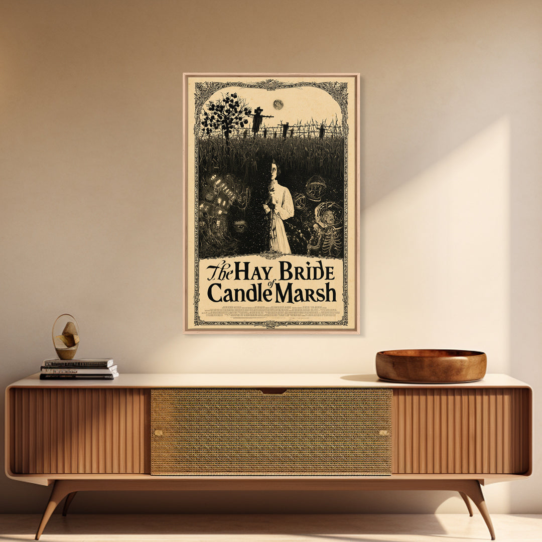 The Hay Bride Of Candle Marsh, English Language Horror Movie Poster, Decadent Line Art, Classic Monster Poster