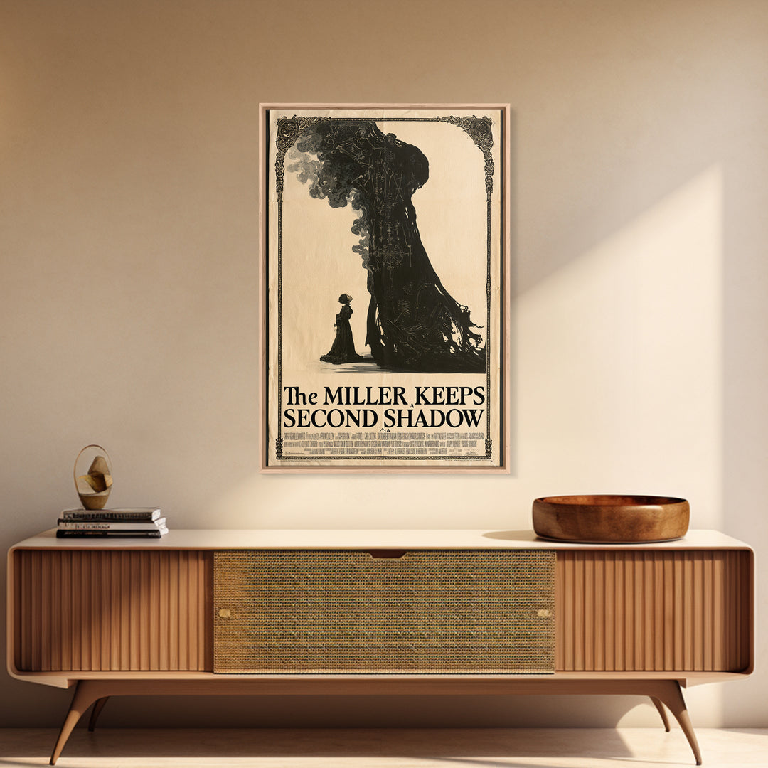 The Miller Keeps A Second Shadow, English Language Horror Movie Poster, Decadent Line Art, Classic Monster Poster, Canvas Print