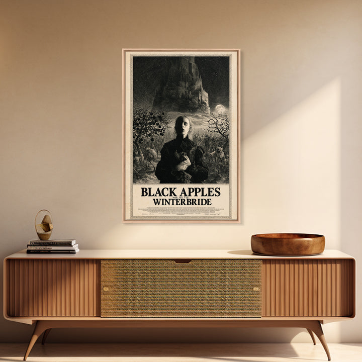 Black Apples For The Winter Bride, English Language Horror Movie Poster, Gothic Engraving Art, Retro Horror Movie Art