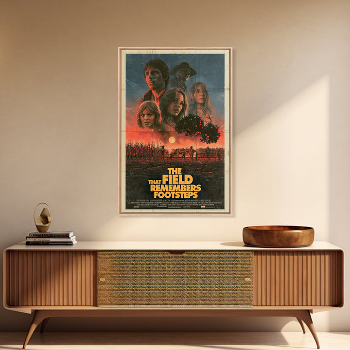 The Field That Remembers Footsteps, English Language Horror Movie Poster, 1970s Horror Art, Retro Horror Movie Art, Canvas Print