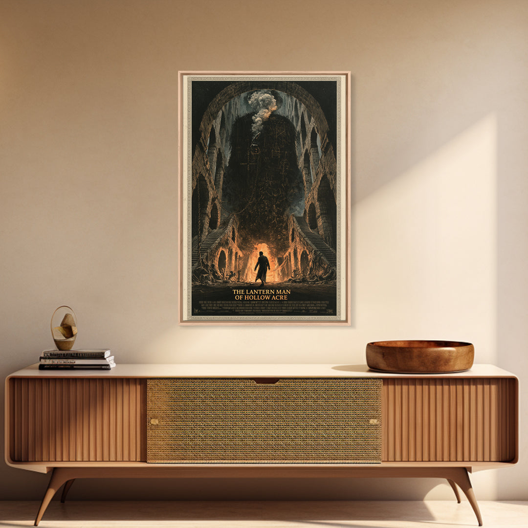 The Lantern Man Of Hollow Acre, English Language Horror Movie Poster, Architectural Etching Art, Classic Monster Poster