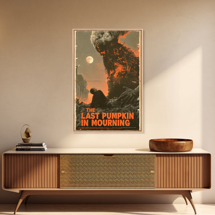 The Last Pumpkin In Mourning, English Language Horror Movie Poster, Giallo Horror Art, Gothic Cinema Wall Art, Framed Canvas Print
