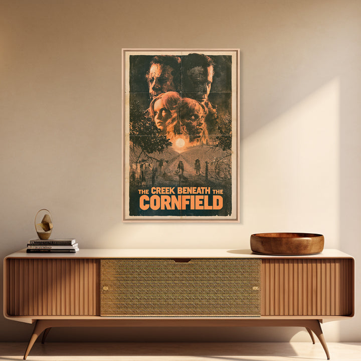 The Creek Beneath The Cornfield, English Language Horror Movie Poster, 1970s Horror Art, Gothic Cinema Wall Art, Canvas Print