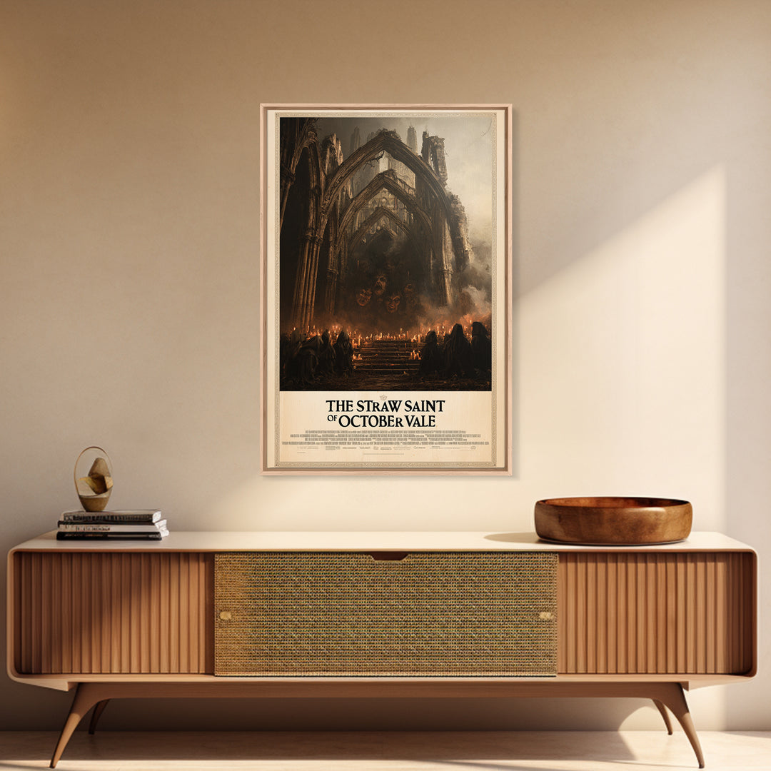 The Straw Saint Of October Vale, English Language Horror Movie Poster, Dark Romantic Horror Art, Cult Horror Poster, Canvas Print
