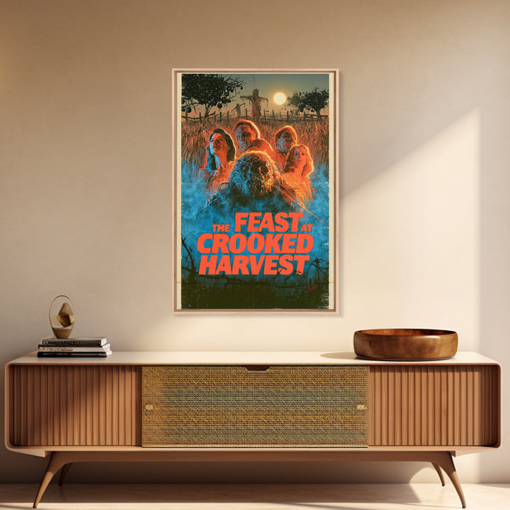 The Feast At Crooked Harvest, English Language Horror Movie Poster, 1980s Vhs Nightmare Cover Inspired Art, Gothic Cinema Wall Art