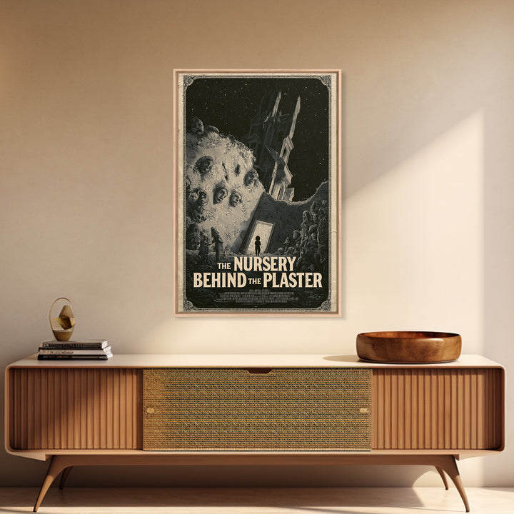 The Nursery Behind The Plaster, English Language Horror Movie Poster, Gothic Engraving Art, Gothic Cinema Wall Art, Canvas Print