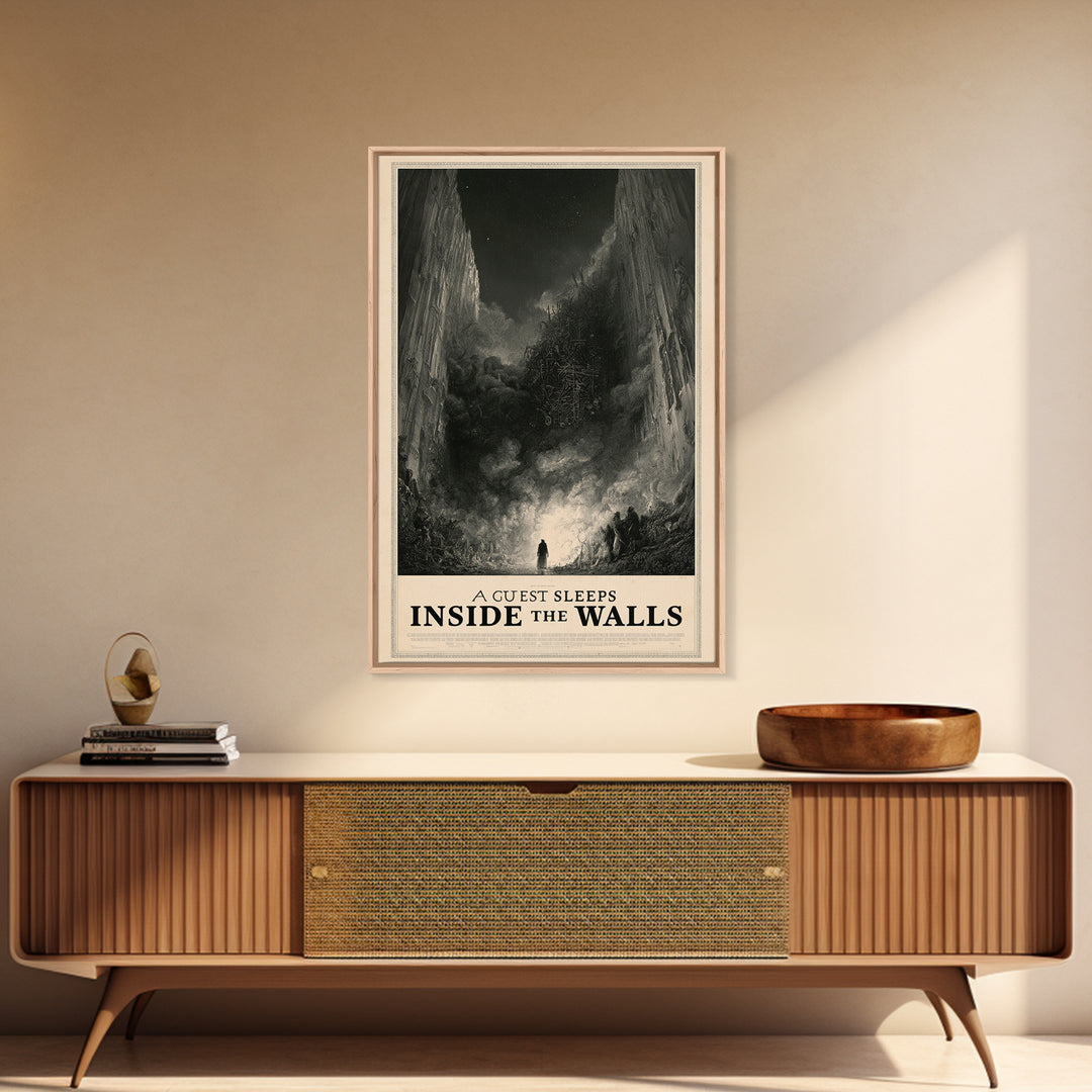 A Guest Sleeps Inside The Walls, English Language Horror Movie Poster, Gothic Engraving Art, Gothic Cinema Wall Art, Horror Wall Decor