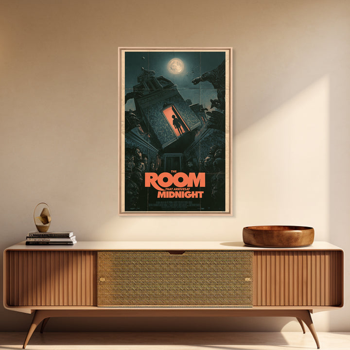 The Room That Arrives At Midnight, English Language Horror Movie Poster, Giallo Horror Art, Retro Horror Movie Art, Canvas Print