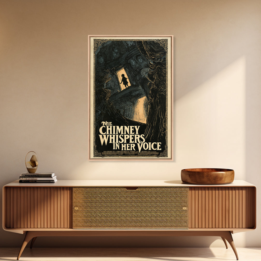 The Chimney Whispers In Her Voice, English Language Horror Movie Poster, Decadent Line Art, Gothic Cinema Wall Art, Canvas Print