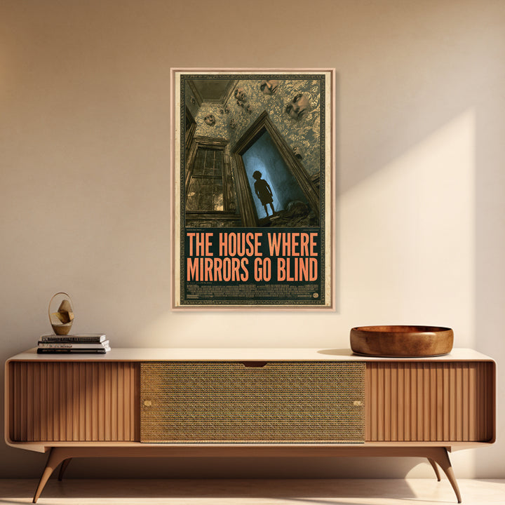 The House Where Mirrors Go Blind, English Language Horror Movie Poster, Gothic Nightmare Art, Gothic Cinema Wall Art, Horror Wall Decor