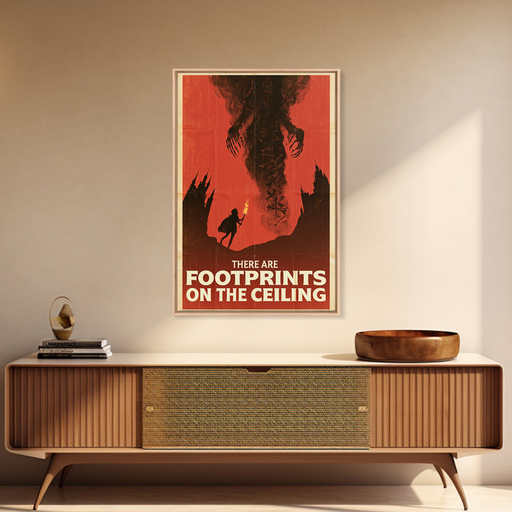 There Are Footprints On The Ceiling, English Language Horror Movie Poster, 1960s Horror Art, Cult Horror Poster, Framed Canvas Print