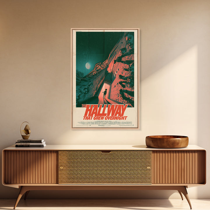 The Hallway That Grew Overnight, English Language Horror Movie Poster, Giallo Horror Art, Cult Horror Poster, Framed Canvas Print