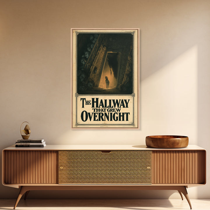 The Hallway That Grew Overnight, English Language Horror Movie Poster, Gothic Nightmare Art, Gothic Cinema Wall Art, Canvas Print