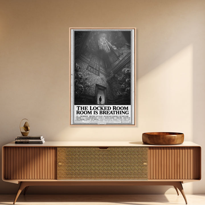 The Locked Room Is Breathing, English Language Horror Movie Poster, Gothic Engraving Art, Cult Horror Poster, Framed Canvas Print
