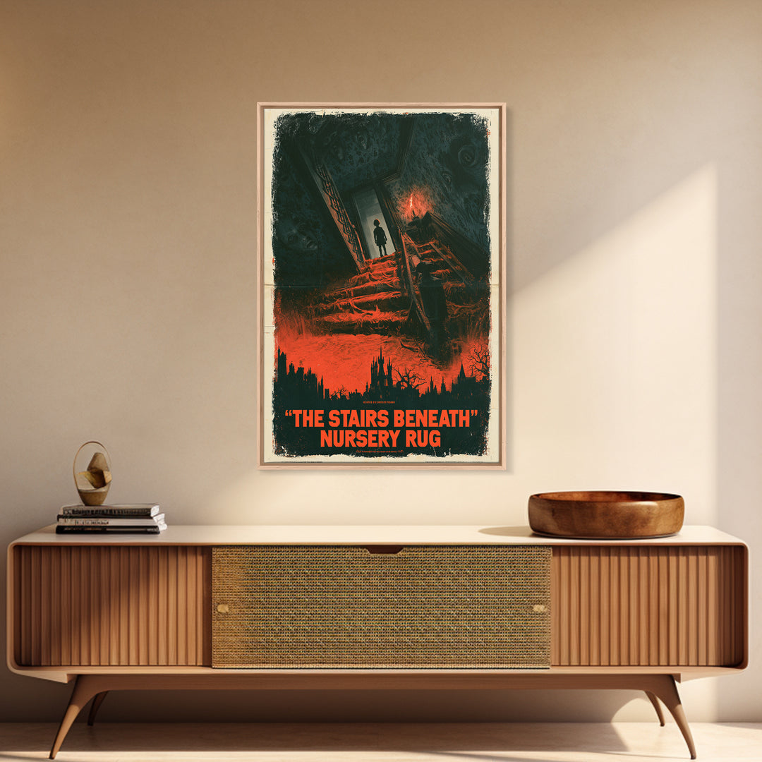 The Stairs Beneath The Nursery Rug, English Language Horror Movie Poster, 1960s Horror Art, Gothic Cinema Wall Art, Canvas Print