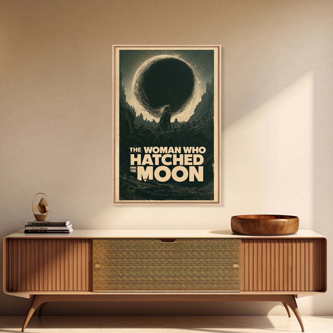 The Woman Who Hatched From The Moon, English Language Horror Movie Poster, Architectural Etching Art, Classic Monster Poster