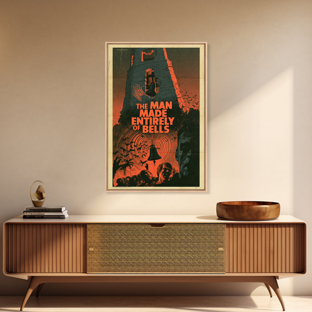 The Man Made Entirely Of Bells, English Language Horror Movie Poster, 1970s Horror Art, Gothic Cinema Wall Art, Canvas Print