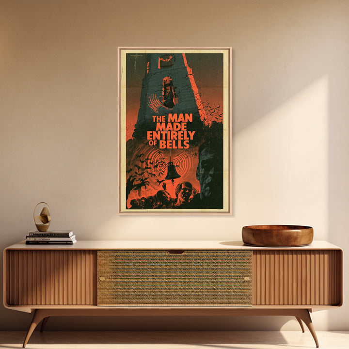 The Man Made Entirely Of Bells, English Language Horror Movie Poster, 1970s Horror Art, Gothic Cinema Wall Art, Canvas Print