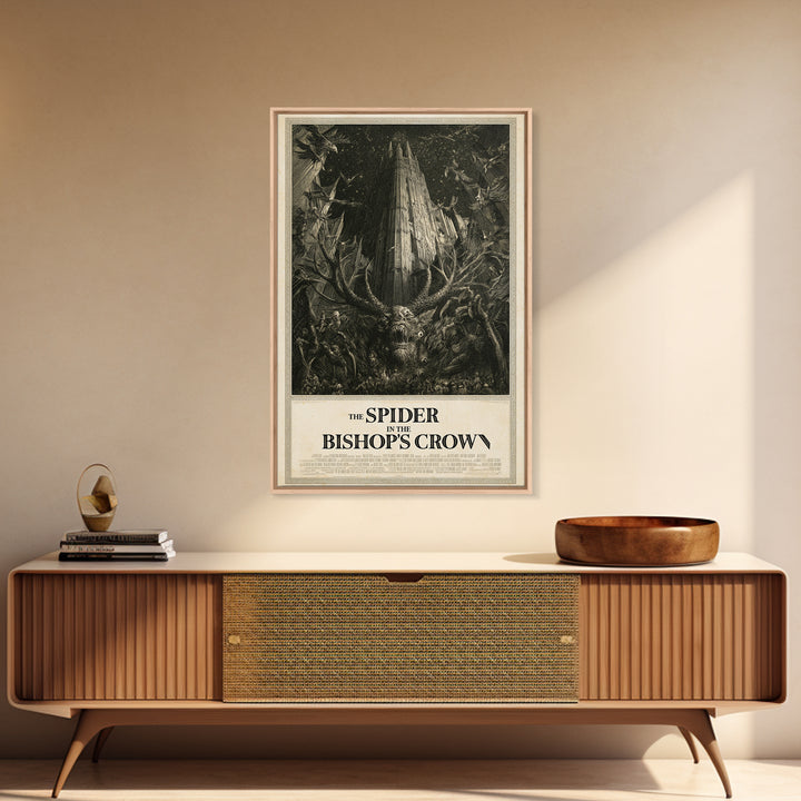 The Spider In The Bishop'S Crown, English Language Horror Movie Poster, Gothic Engraving Art, Retro Horror Movie Art, Canvas Print