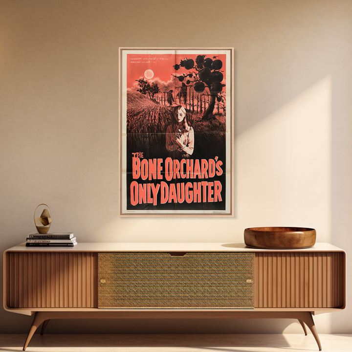 The Bone Orchard'S Only Daughter, English Language Horror Movie Poster, 1950s Creature-Feature One-Sheet Inspired Art, Framed Canvas Print