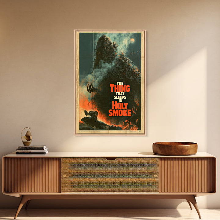 The Thing That Sleeps In Holy Smoke, English Language Horror Movie Poster, Giallo Horror Art, Gothic Cinema Wall Art, Framed Canvas Print