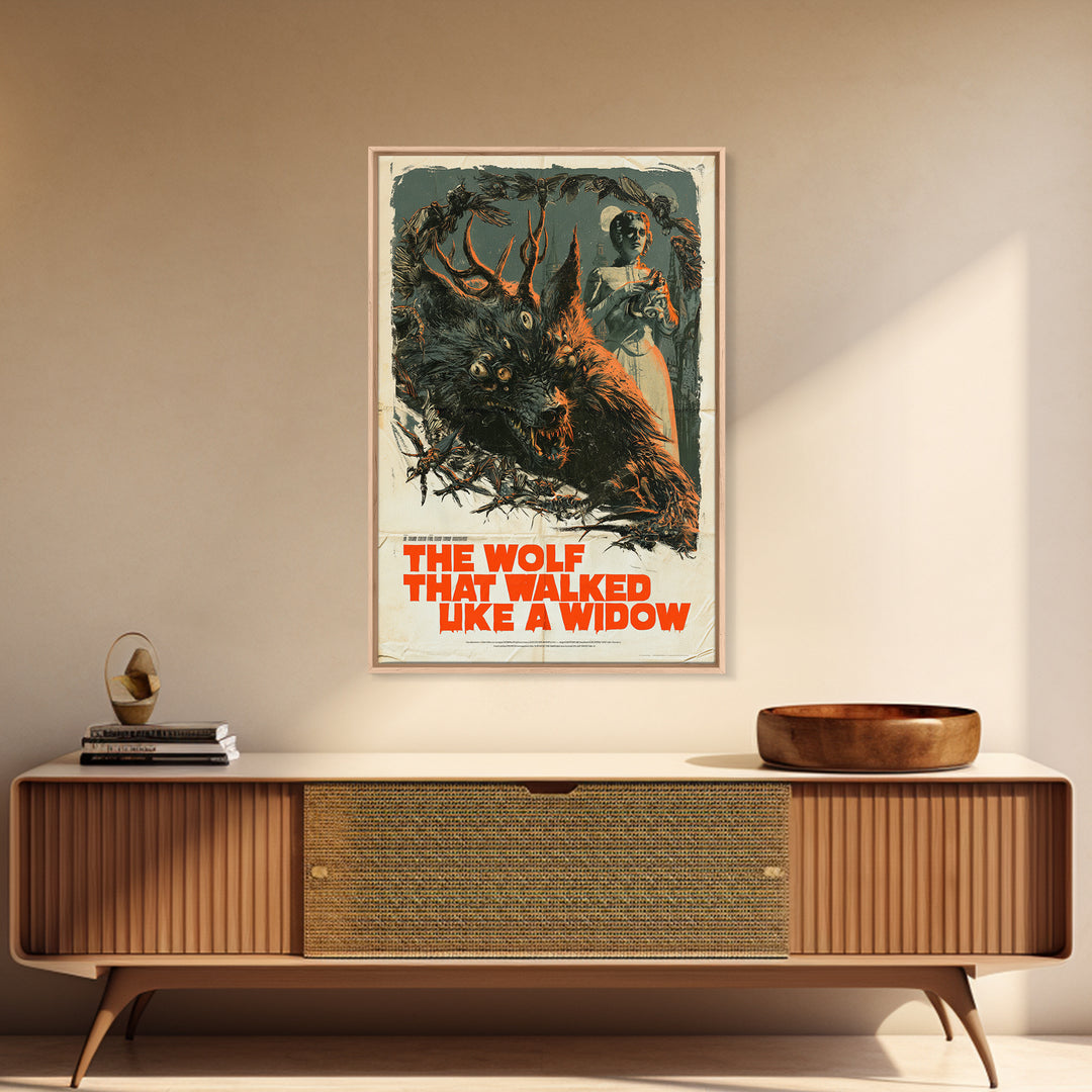 The Wolf That Walked Like A Widow, English Language Horror Movie Poster, Giallo Horror Art, Cult Horror Poster, Canvas Print